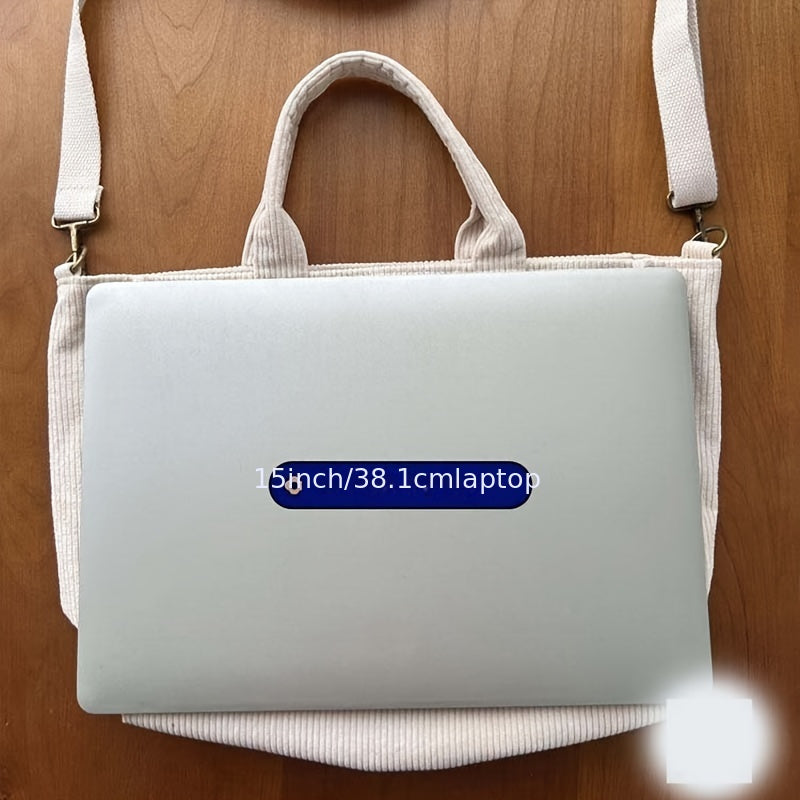 Women'S Corduroy Tote Bag - Stylish Striped Design with Zipper Closure, Thick and Durable, Perfect for Work, School, or Casual Use, Hand Wash Only, Everyday Tote Bag|Vintage Charm Bag|Soft Texture Ba