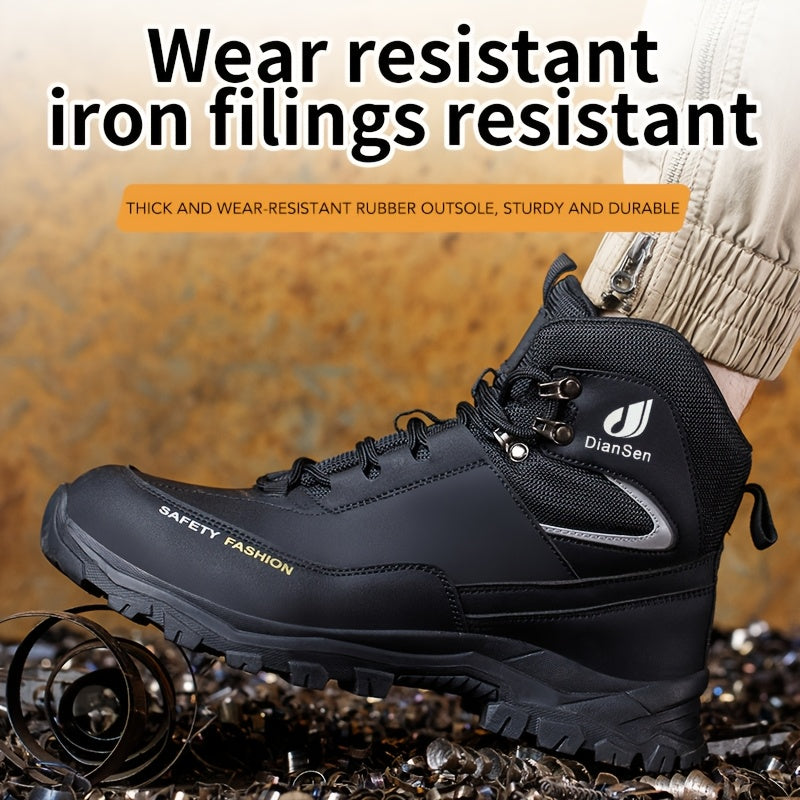 DIAN SEN Men'S Heavy-Duty Steel Toe Work Shoes - Non-Slip TPR Sole, All-Season Indestructible Construction, Impact-Resistant & Anti-Slip Traction - Heavy-Duty Steel Toe