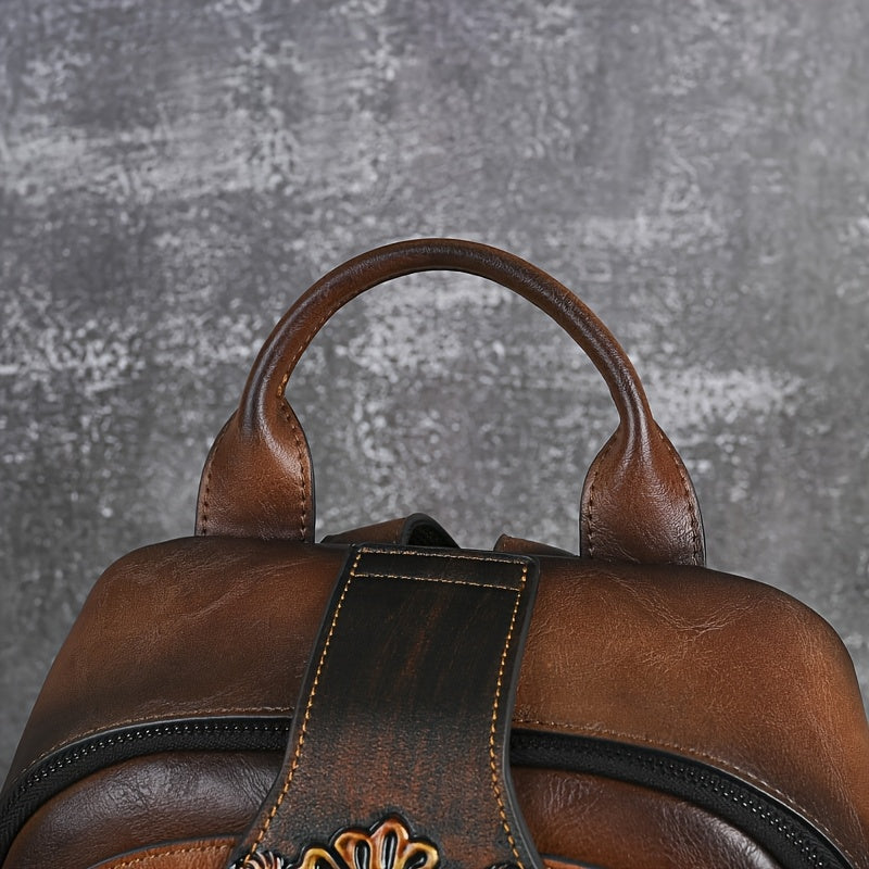 Women's Vintage Western Boho Backpack - Large Capacity Handbag with Floral & Lace-like Paisley Print, Adjustable Shoulder Straps, Golden-Tone Hardware (Coffee/Dark Brown/Tortoiseshell),, Travel