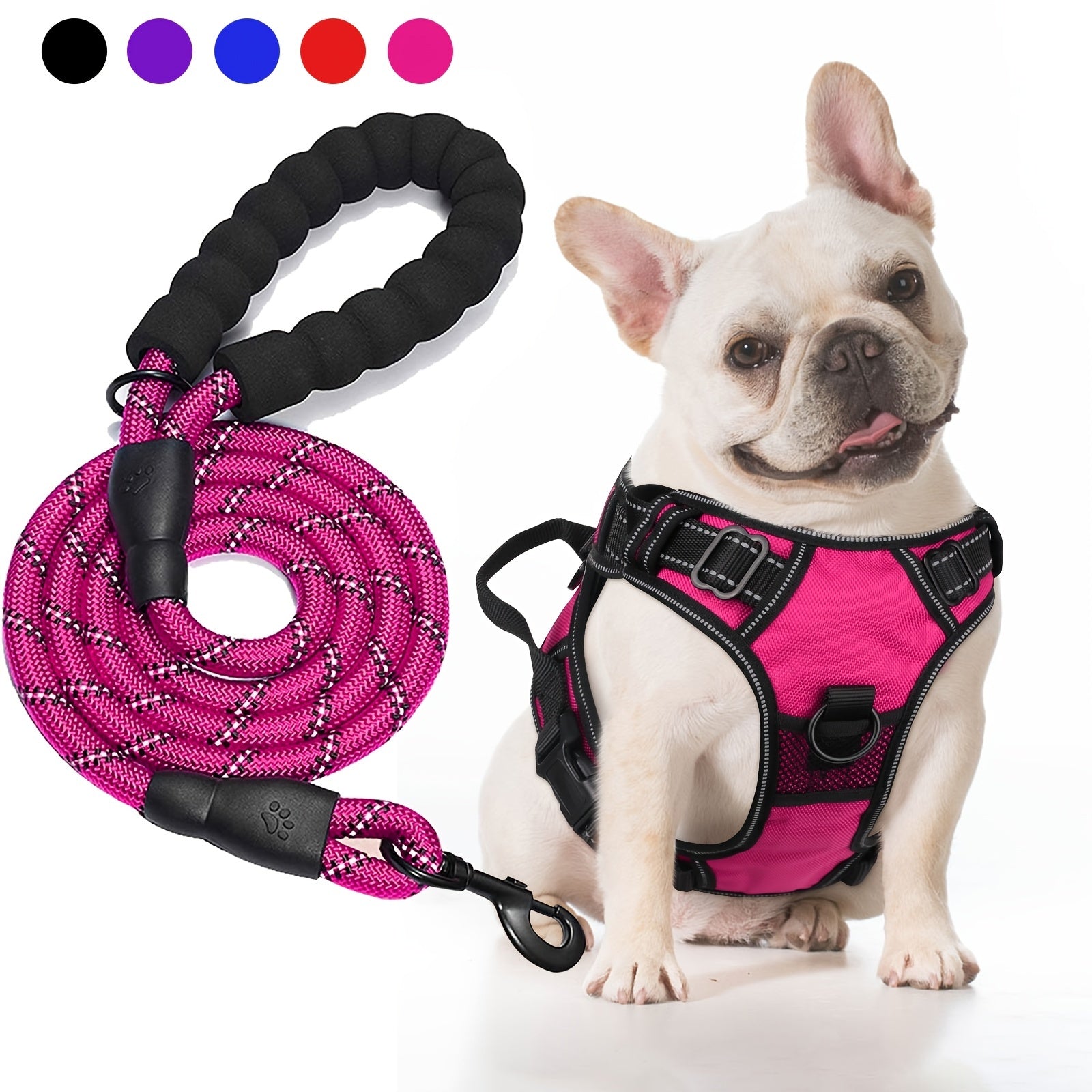 JOYTALE Dog Harness and Leash set,No Pull Adjustable Reflective Oxford Dog Harness Easy Control Medium Large Dog Harness with A Free Heavy Duty 152.4cm Dog Leash