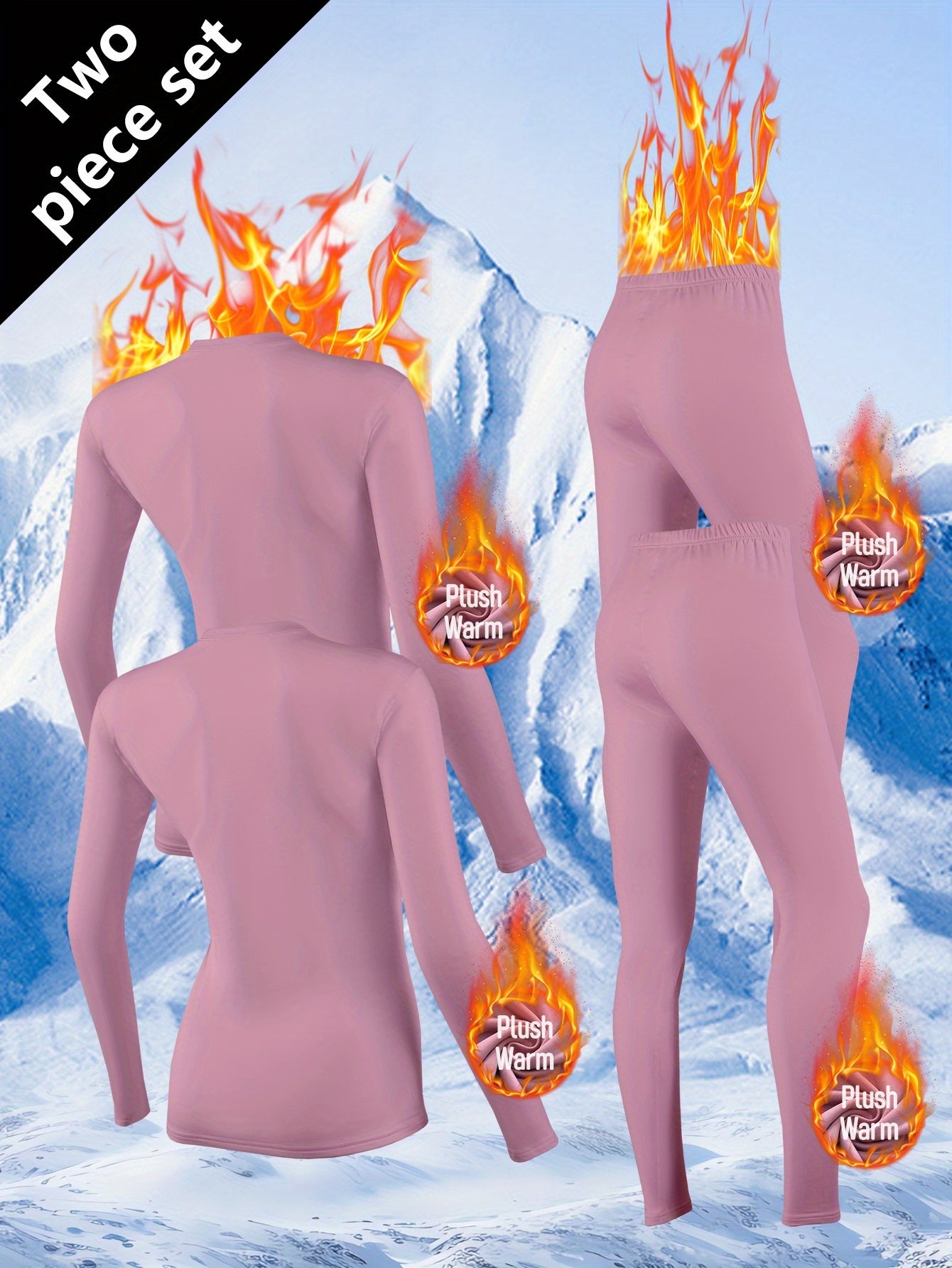 4pcs Autumn Set for Women: Warm Underwear, Fleece-Lined Thermal Base Layer Top and Pants for Winter