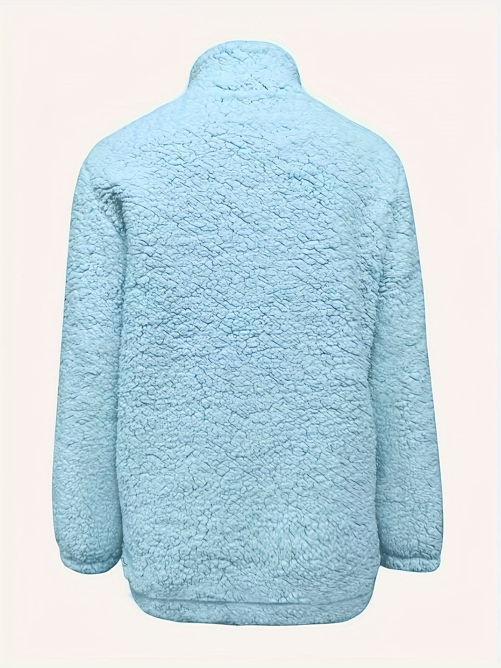 Women'S Cozy Fleece Zip-Up Sweatshirt with Stand Collar - Light Blue, Long Sleeve, Casual Fall/Winter Pullover, Soft & Warm, Perfect for Casual Attire, Casual Winter Wear | Stand Collar Sweatshirt | Zippered Pullover, Sweater