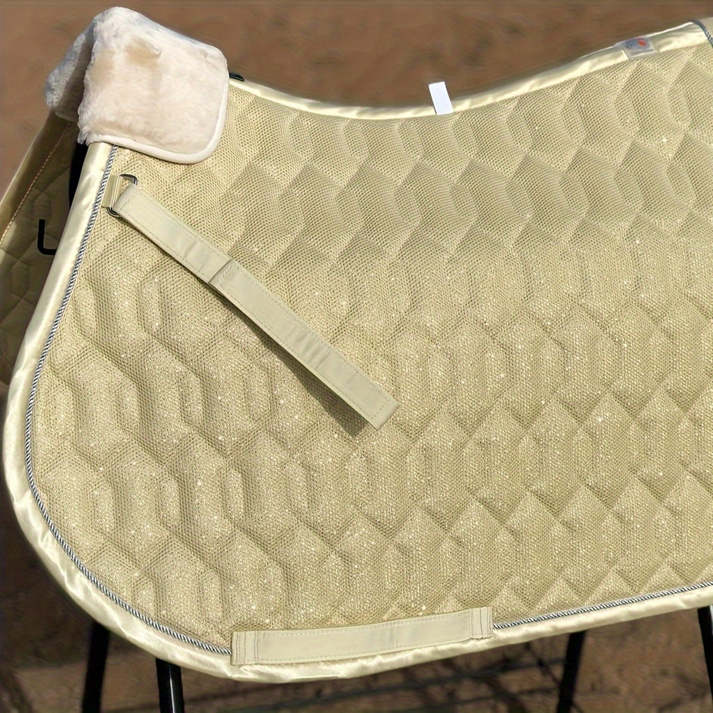 Tappetino Dressage Glitter Mesh con Banda Pelliccia Removibile - Bianco/Viola/Blu