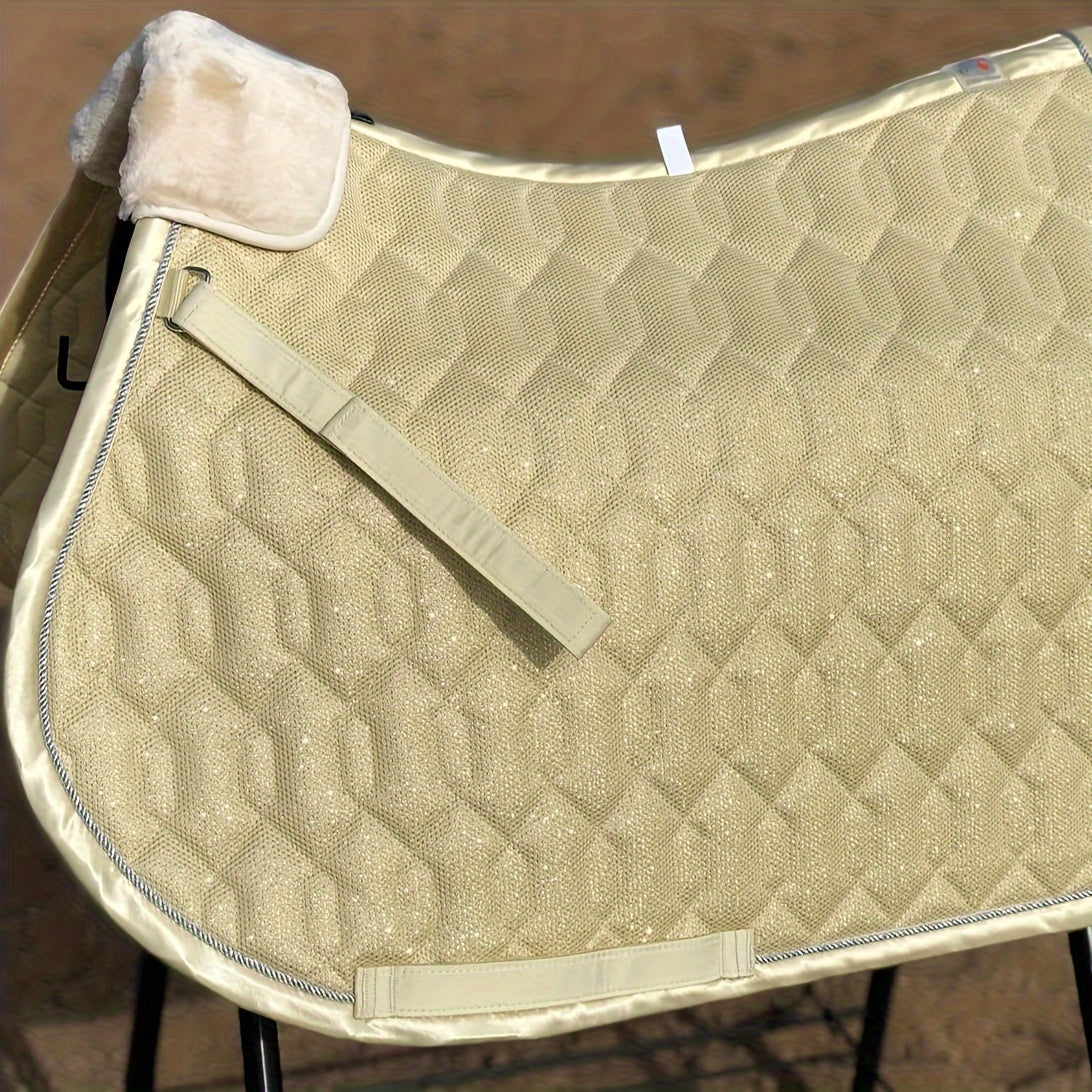 Tappetino Dressage Glitter Mesh con Banda Pelliccia Removibile - Bianco/Viola/Blu