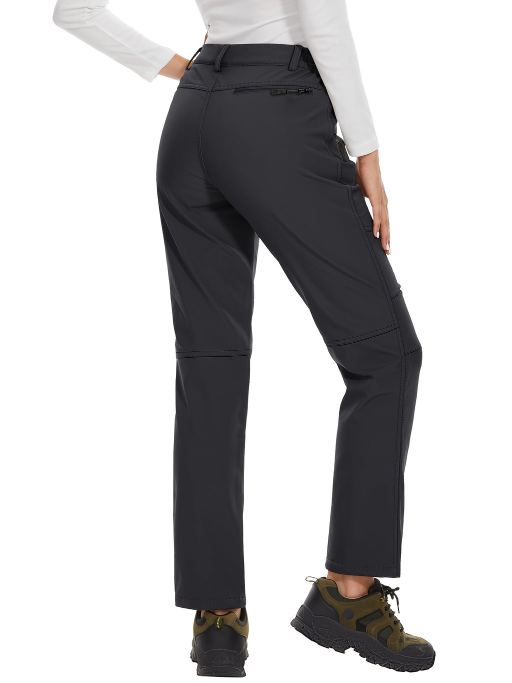 Women'S Thermal Insulated Fleece-Lined Softshell Ski Pants - Winter Warm Hiking Pants with Full-Length Zipper Closure, Snow Skiing Pants for Skiing, Hiking, Outdoor Activities - All-season Casual Outdoor Wear, Hiking Gear, Du