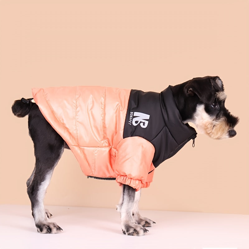 Winter Warm Pet Clothes, Reflective Letter Graphic Dog Coat With Zip Up, Dog Thick Padded Jacket For Cold Seasons Christmas Gift