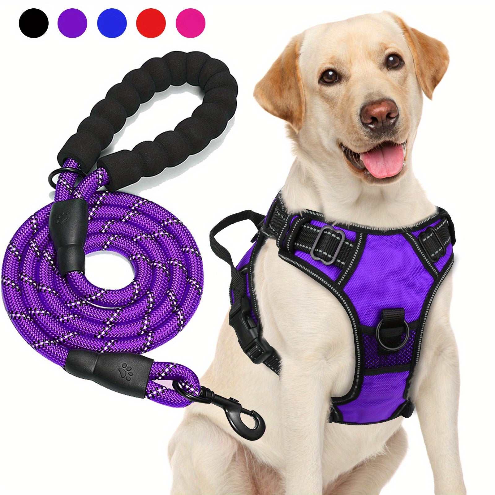 JOYTALE Dog Harness and Leash set,No Pull Adjustable Reflective Oxford Dog Harness Easy Control Medium Large Dog Harness with A Free Heavy Duty 152.4cm Dog Leash