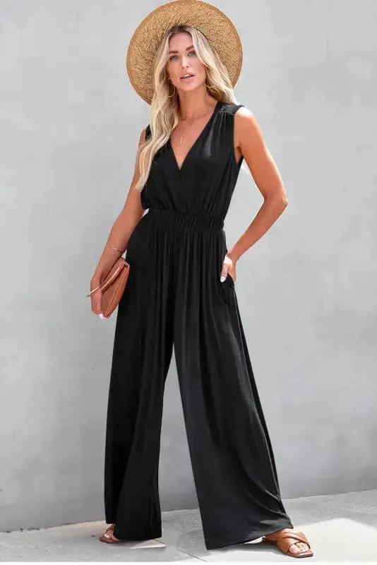 Crisscross Wide Leg Backless Jumpsuit