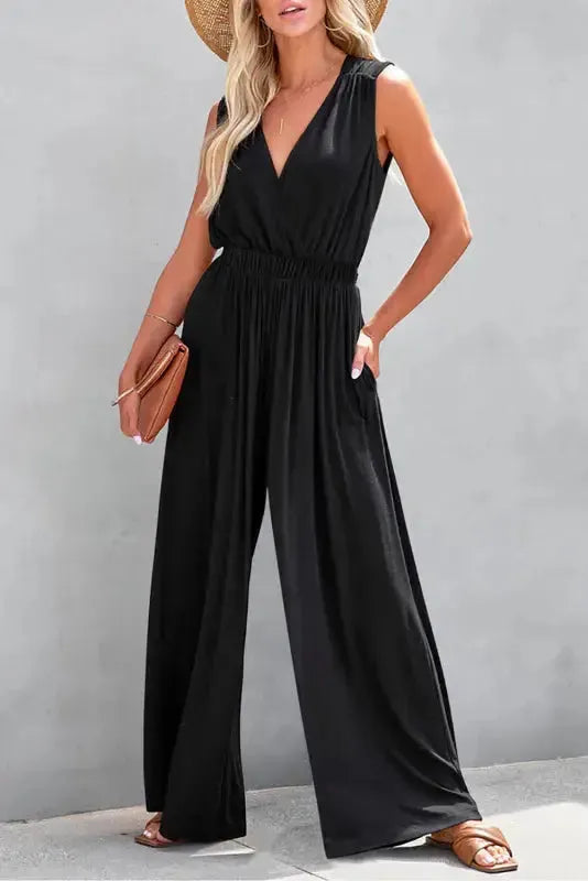 Crisscross Wide Leg Backless Jumpsuit