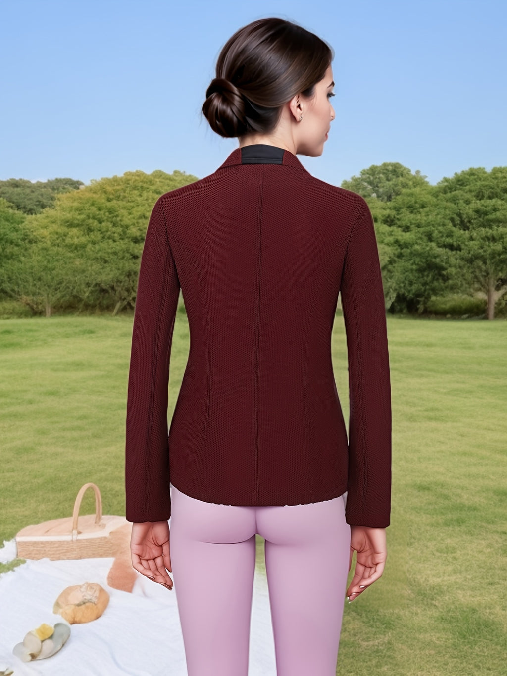 Elegant Women's Equestrian Jacket - Breathable, Lightweight & Stretchy Mesh Fabric, Long Sleeve, Button-Up Riding Coat for Spring/Summer