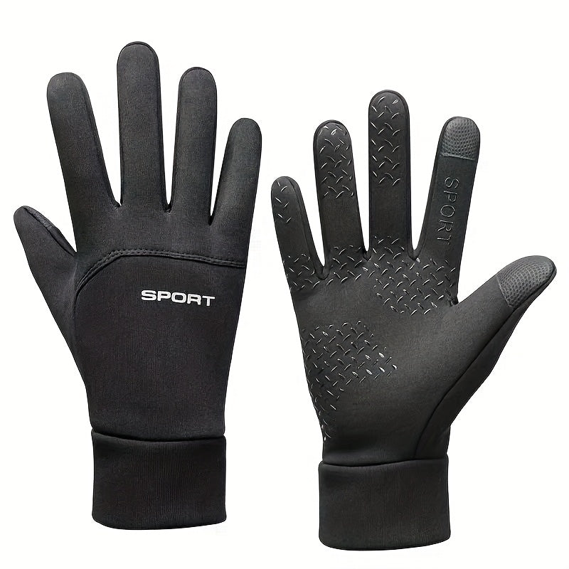 Men'S Winter Outdoor Thermal Gloves - Touchscreen Compatible, Adjustable Drawstring Closure, Breathable Nylon & Polyester Blend, Ideal for Sports, Cycling, and Skiing, Winter Sports Gear | Adjustable Gloves | Durable Gloves,