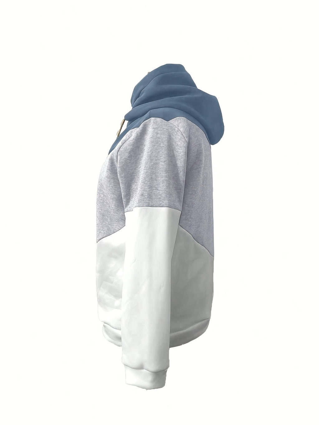 1pc Women'S Plus Size Casual Patchwork Hoodie - Polyester Knit Fabric with Slight Stretch, Hooded Collar, Long Sleeve Pullover for Fall/Winter