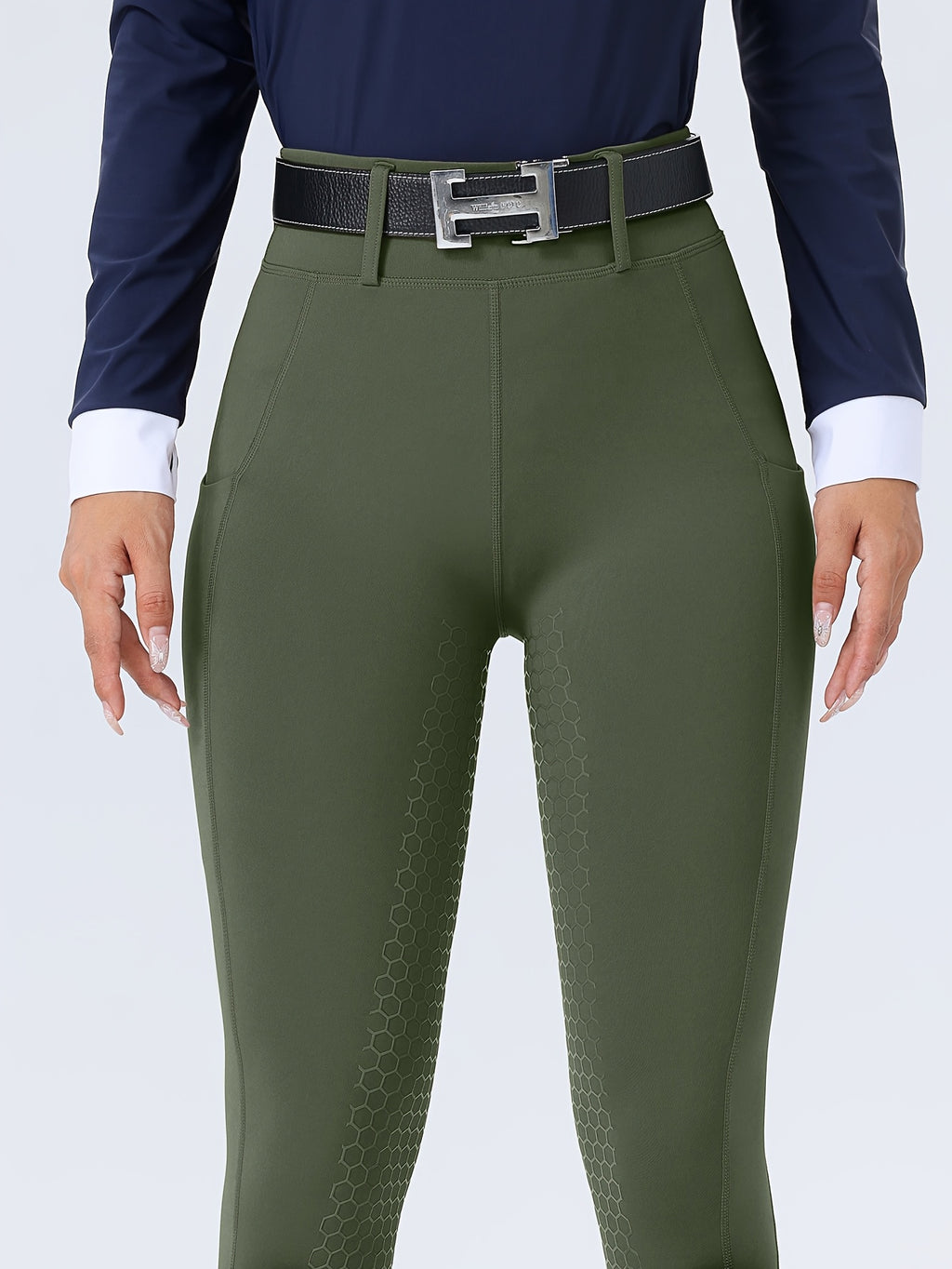 Women's High-Waisted Equestrian Riding Pants - Full Seat Stretch Slim-Fit Bifur Gaps, Durable Machine-Washable Trousers with Pockets for Horseback Riding & All-Season Wear