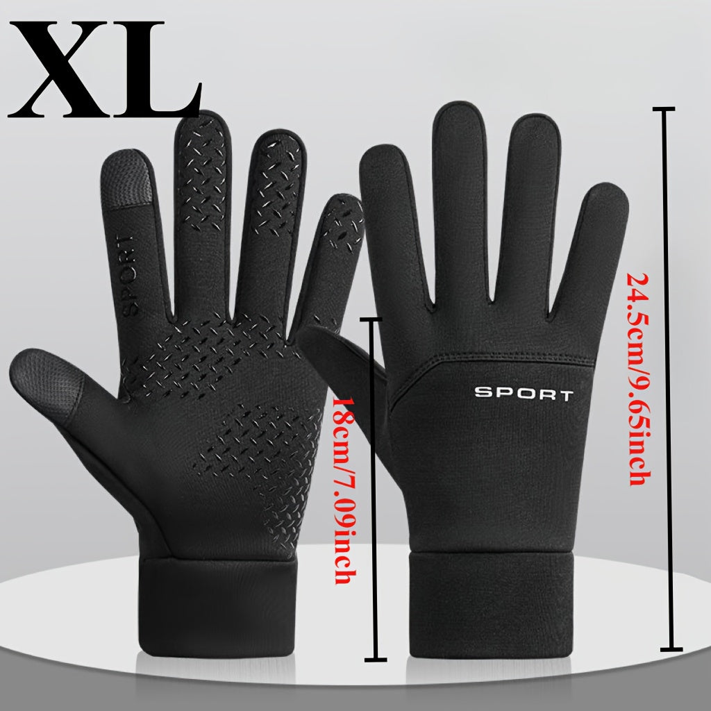 Men'S Winter Outdoor Thermal Gloves - Touchscreen Compatible, Adjustable Drawstring Closure, Breathable Nylon & Polyester Blend, Ideal for Sports, Cycling, and Skiing, Winter Sports Gear | Adjustable Gloves | Durable Gloves,