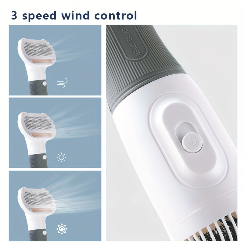 Pet Grooming Blow Dryer for Cats And Dogs, 3 Speed Wind Control, 3 Blowing Modes, 220-240V with Type C Plug, No Battery Required, Professional Pet Hair Remover Comb, Cat And Dog Fur Brush, Pet Beauty Styling Tool