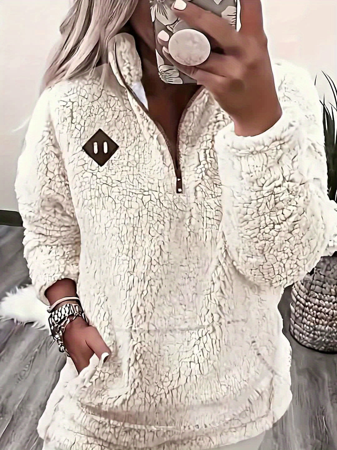 Women'S Cozy Fleece Zip-Up Sweatshirt with Stand Collar - Light Blue, Long Sleeve, Casual Fall/Winter Pullover, Soft & Warm, Perfect for Casual Attire, Casual Winter Wear | Stand Collar Sweatshirt | Zippered Pullover, Sweater