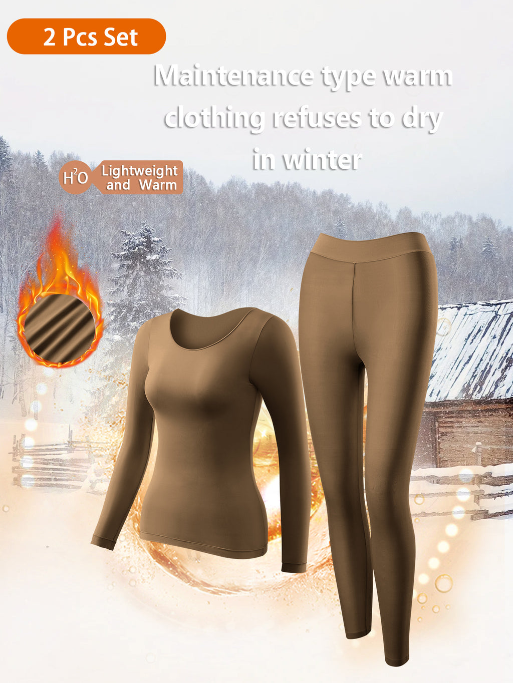 2pcs Women'S Solid Color Thermal Underwear Set - Ultra-Thin, Comfortable & Super Elastic, Seamless Long Sleeve Top & Pants for Autumn & Winter Loungewear, Elegant Style, Lightweight & Breathable, Perfect for Casual Attire, Lo