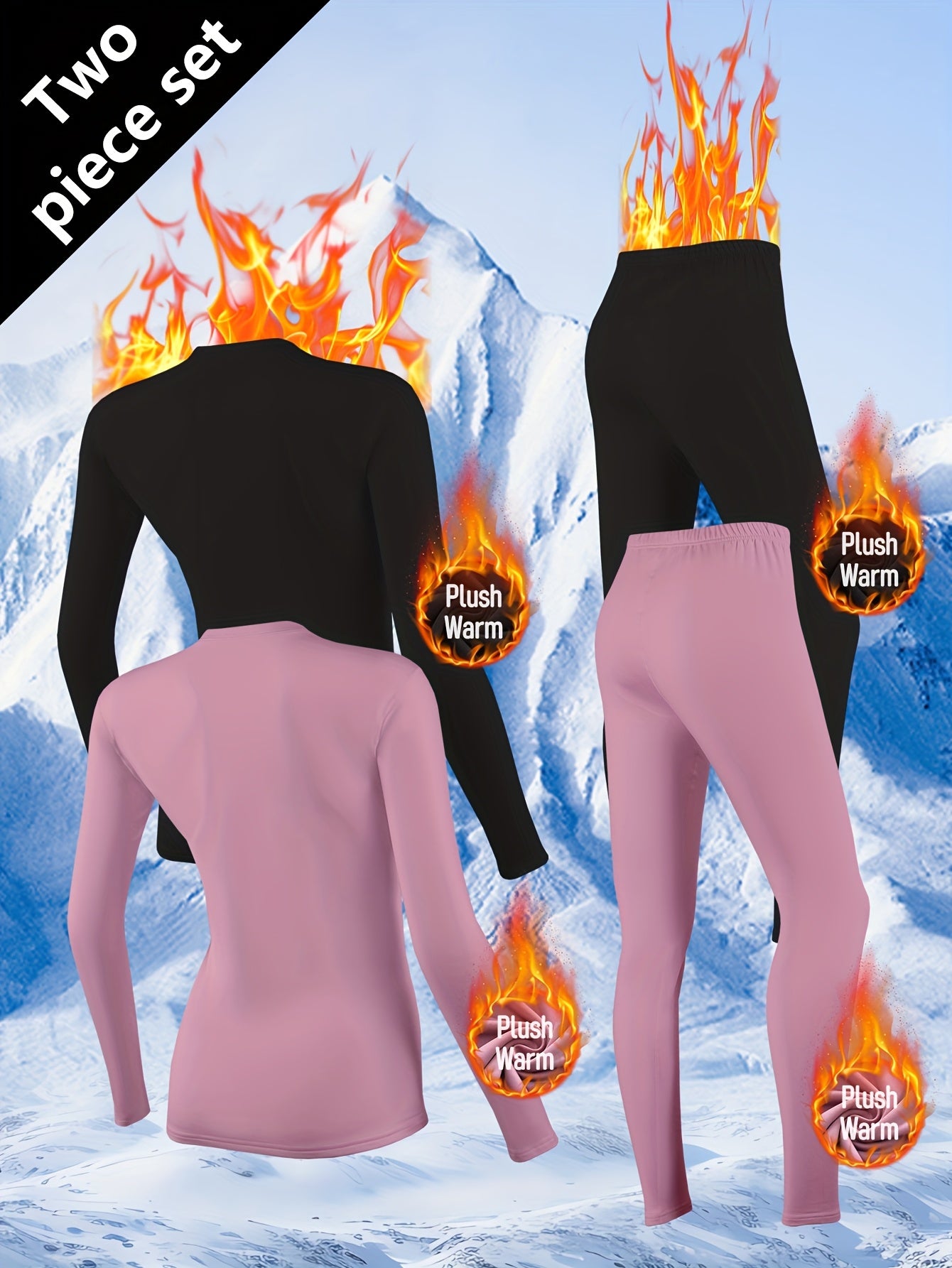 4pcs Autumn Set for Women: Warm Underwear, Fleece-Lined Thermal Base Layer Top and Pants for Winter