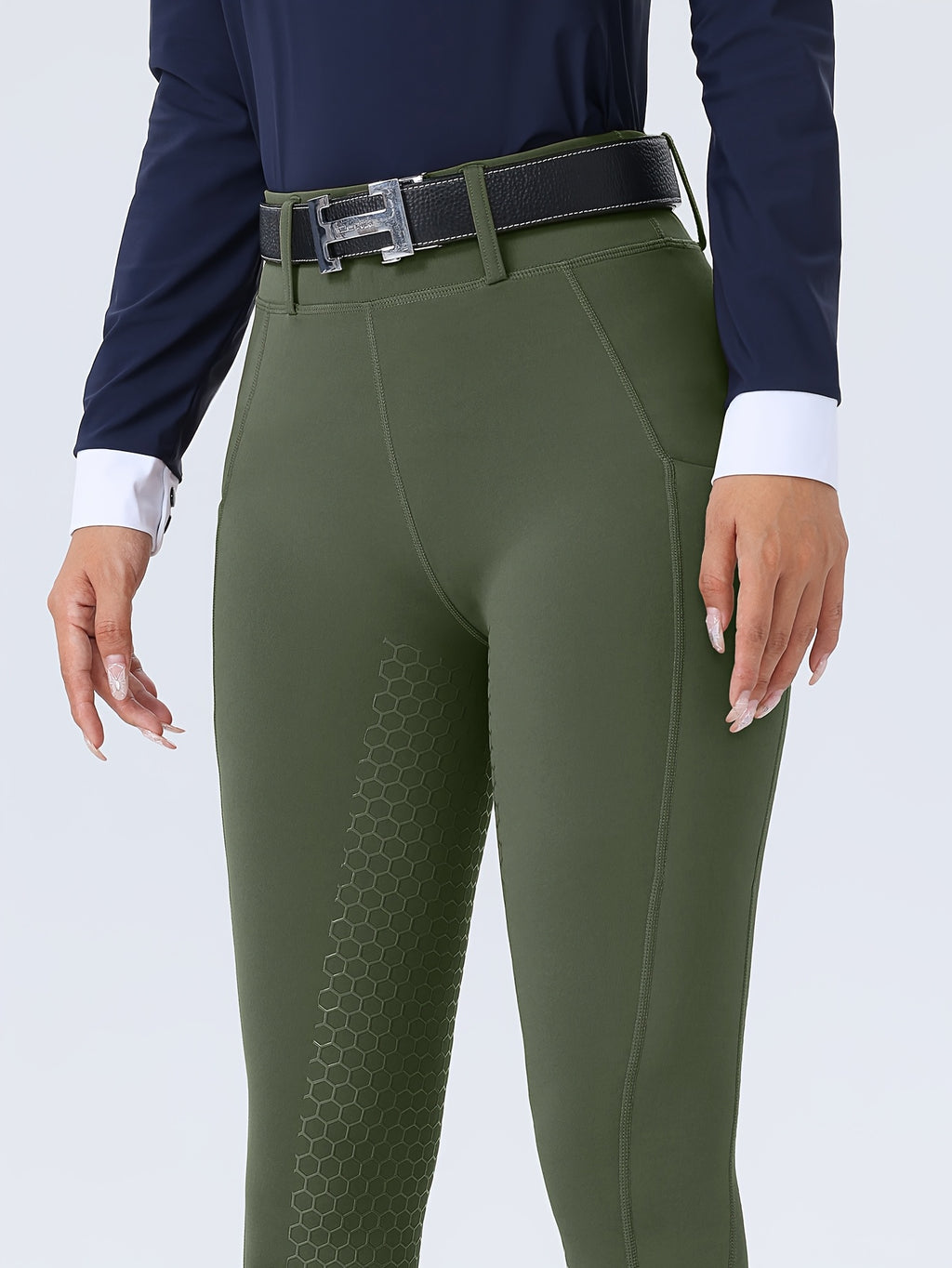 Women's High-Waisted Equestrian Riding Pants - Full Seat Stretch Slim-Fit Bifur Gaps, Durable Machine-Washable Trousers with Pockets for Horseback Riding & All-Season Wear