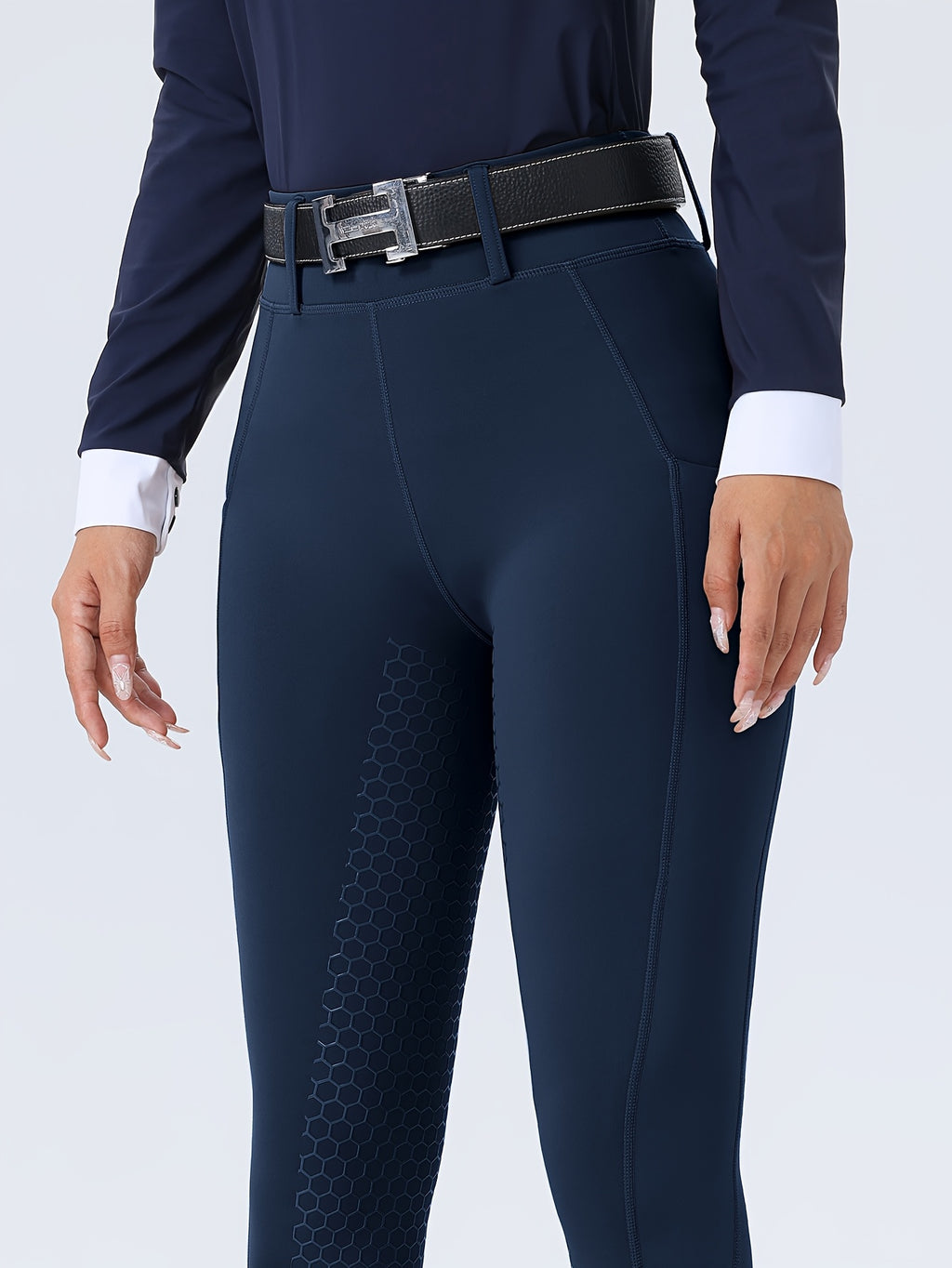 Women's High-Waisted Equestrian Riding Pants - Full Seat Stretch Slim-Fit Bifur Gaps, Durable Machine-Washable Trousers with Pockets for Horseback Riding & All-Season Wear