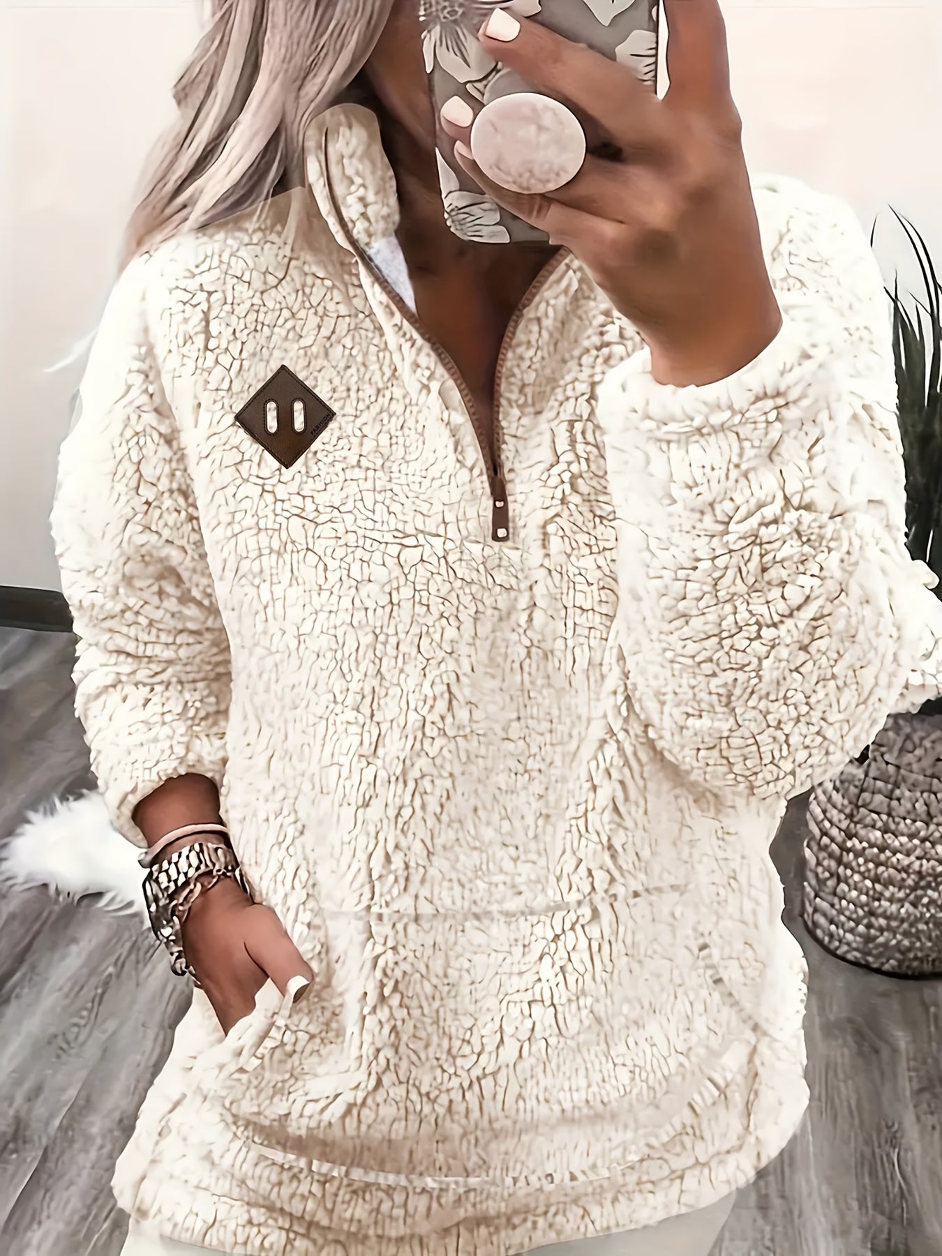 Women'S Cozy Fleece Zip-Up Sweatshirt with Stand Collar - Light Blue, Long Sleeve, Casual Fall/Winter Pullover, Soft & Warm, Perfect for Casual Attire, Casual Winter Wear | Stand Collar Sweatshirt | Zippered Pullover, Sweater