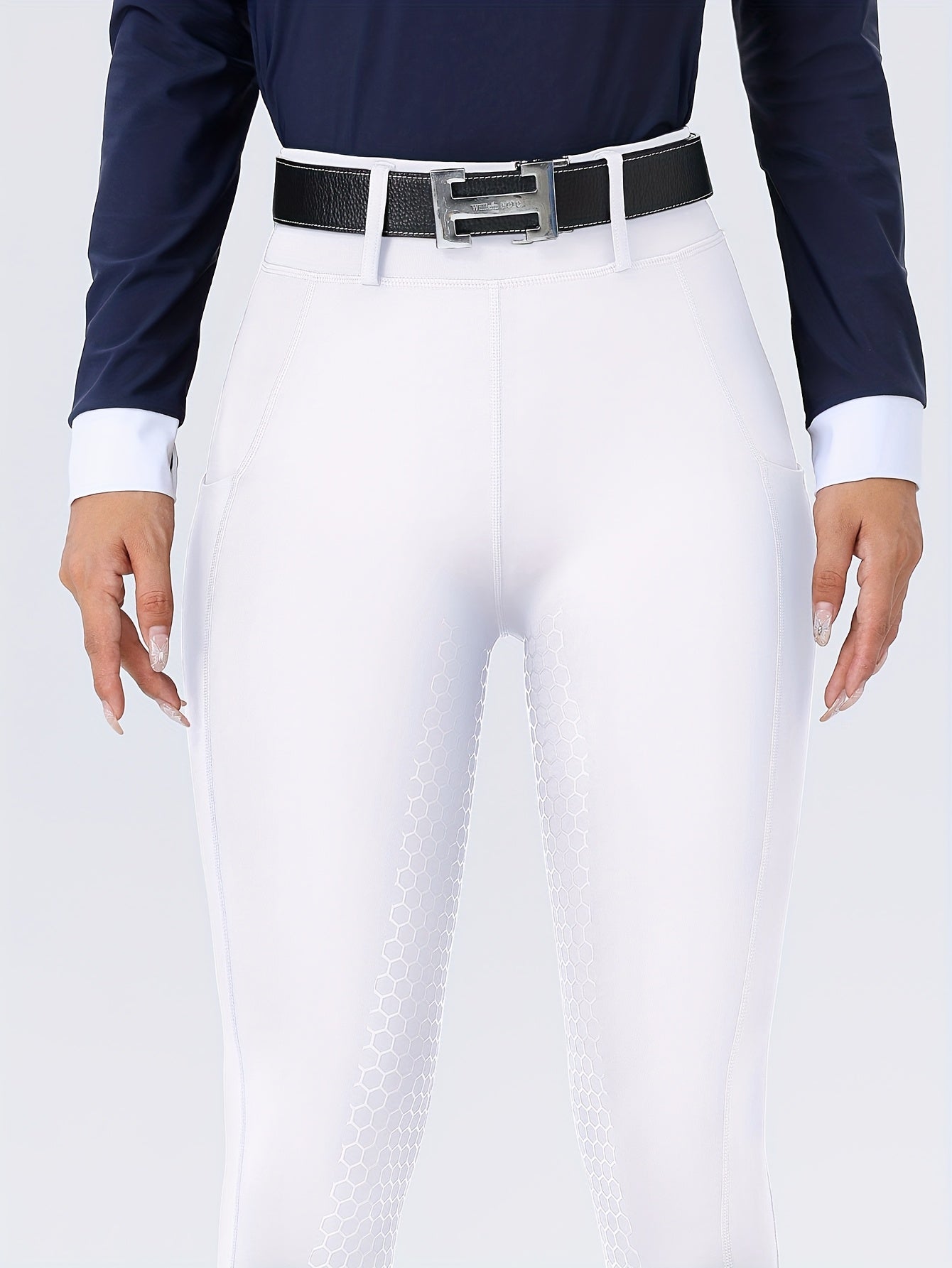 Women's High-Waisted Equestrian Riding Pants - Full Seat Stretch Slim-Fit Bifur Gaps, Durable Machine-Washable Trousers with Pockets for Horseback Riding & All-Season Wear