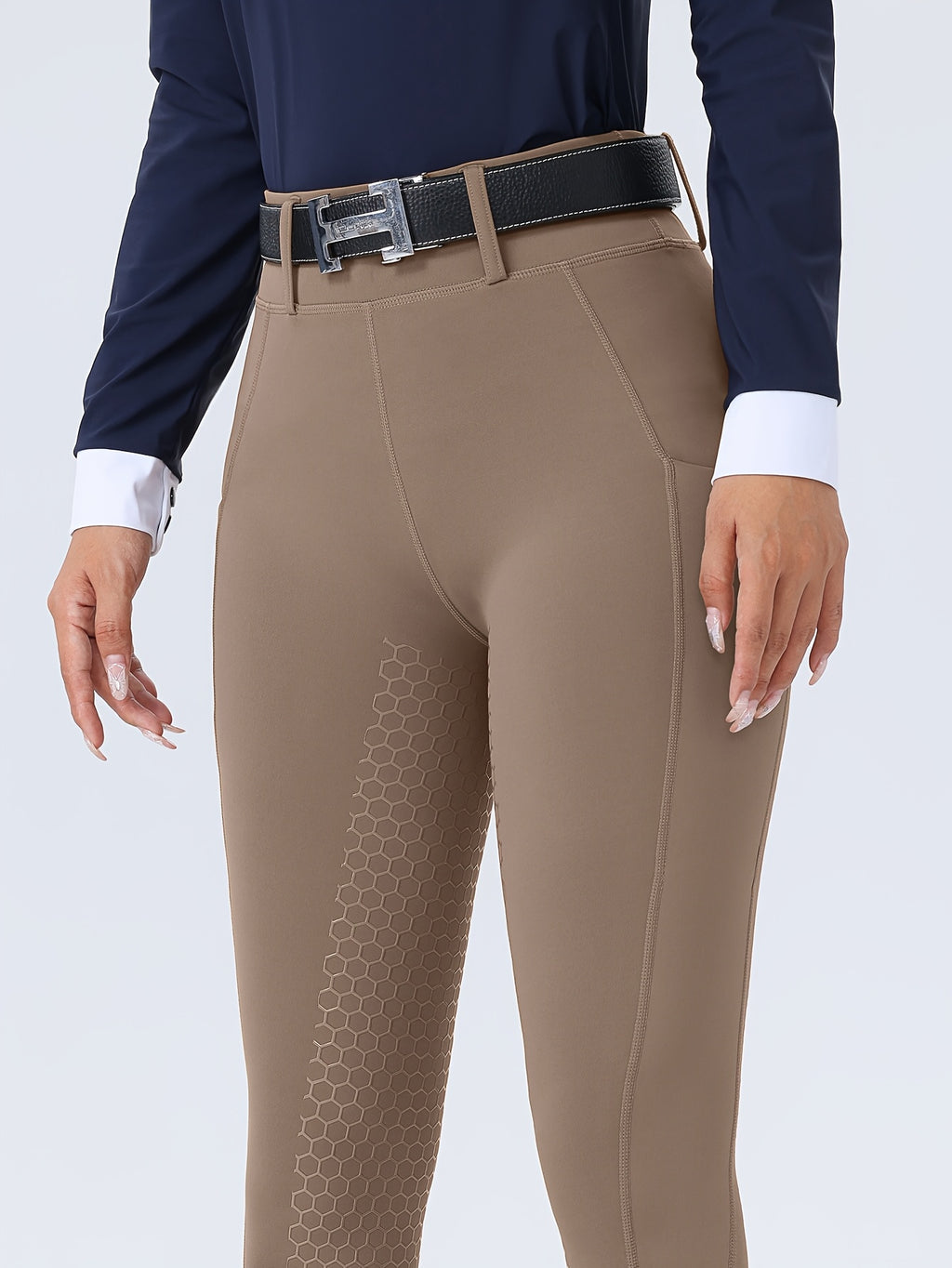 Women's High-Waisted Equestrian Riding Pants - Full Seat Stretch Slim-Fit Bifur Gaps, Durable Machine-Washable Trousers with Pockets for Horseback Riding & All-Season Wear