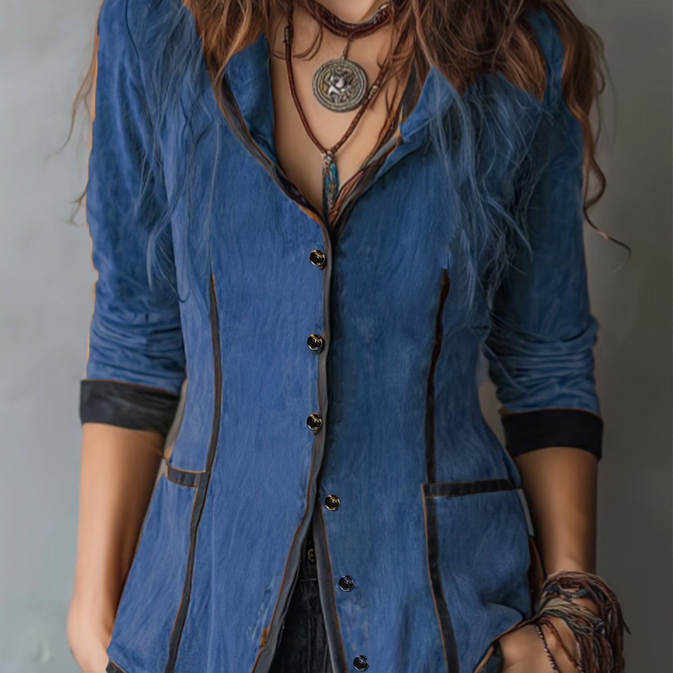 Women's Western Vintage Jacket - Hooded Long Coat with Contrast collar & buttons, All-Season Brown Outerwear for Casual Formal Events - LL168, Versatile Layering, Classic Silhouette, Refined Finish, Fashionconscious Women