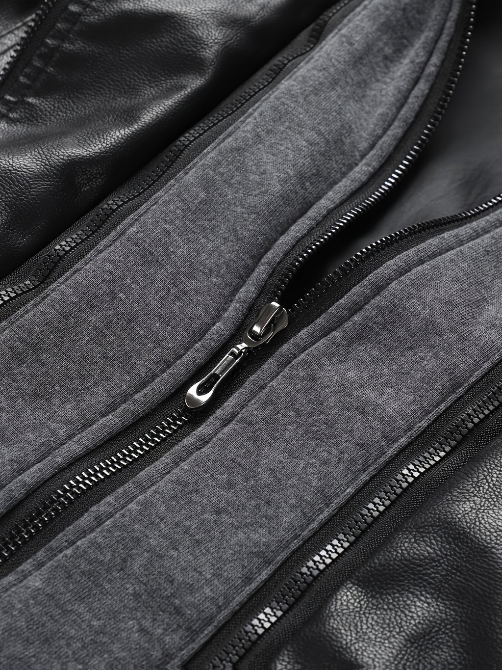 PUPU Women's Retro Leather Jacket - Black Long Sleeve Zipper Front Jacket with Pockets, Machine Washable Casual Outerwear for All Seasons