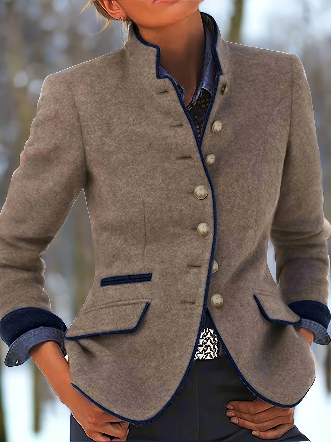 Women'S Vintage Blazer - Elegant Office to Party Jacket, Structured Fit Long Sleeve Coat with Button Front Closure, Chic Fall/Winter Outerwear for Women, Professional Attire Jacket, Classic Design, Durable Fabric, Stylish Jac