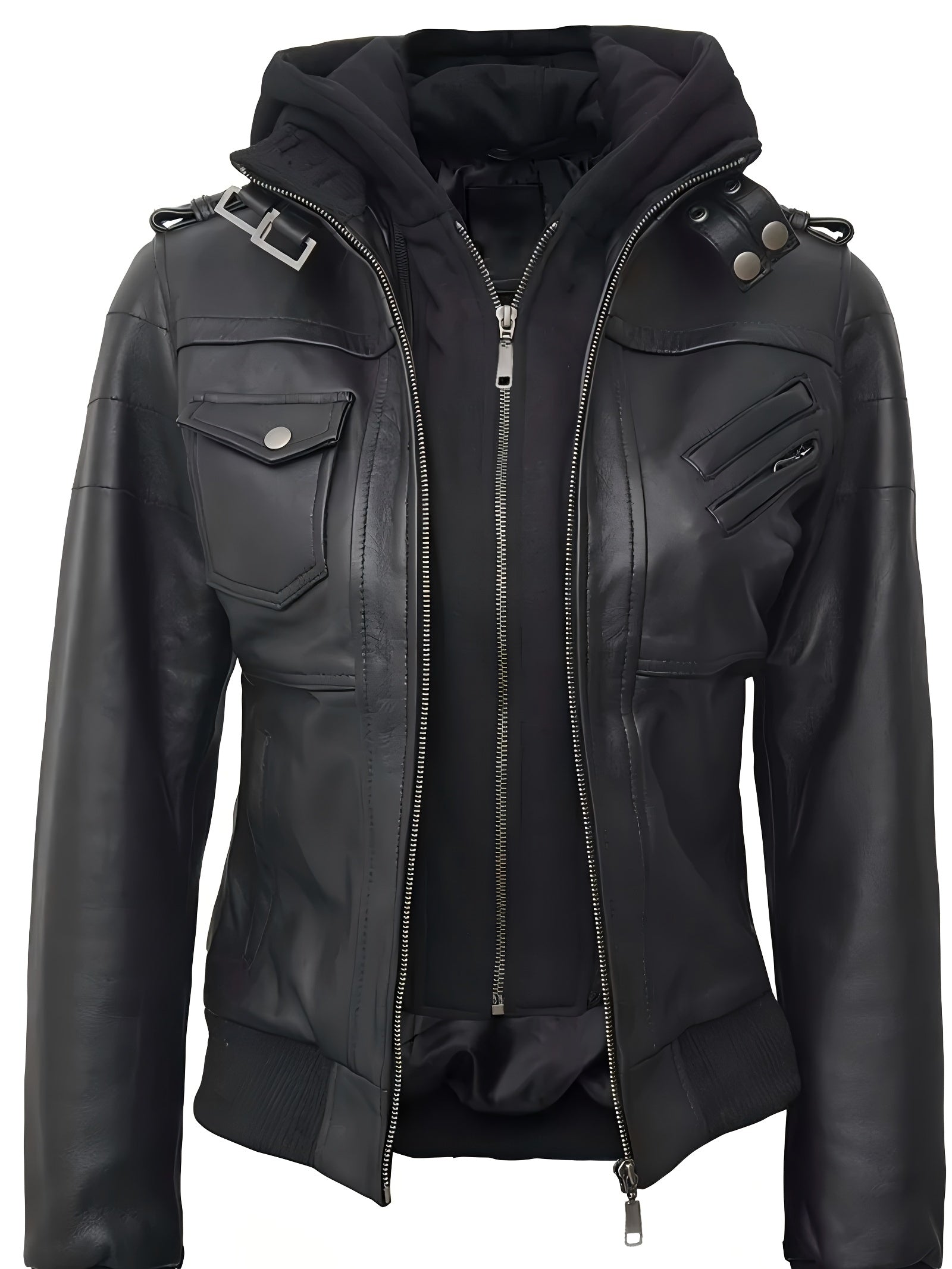 Women's Retro Faux Two-Piece Motorcycle Jacket - Solid Color Machine-Washable Spring/Fall Outerwear with Zippered Pockets & Structured Design, Motorcycle Accessories
