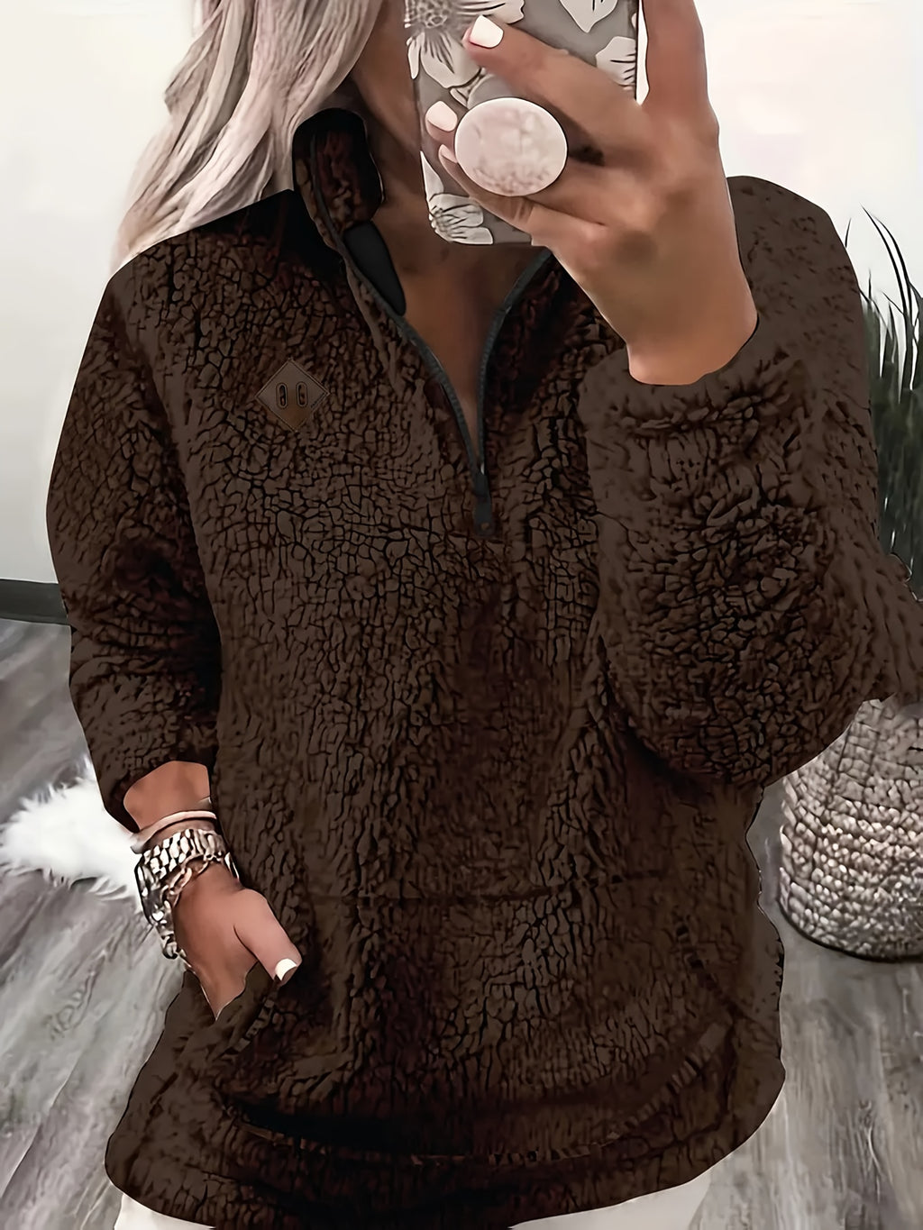 Women'S Cozy Fleece Zip-Up Sweatshirt with Stand Collar - Light Blue, Long Sleeve, Casual Fall/Winter Pullover, Soft & Warm, Perfect for Casual Attire, Casual Winter Wear | Stand Collar Sweatshirt | Zippered Pullover, Sweater