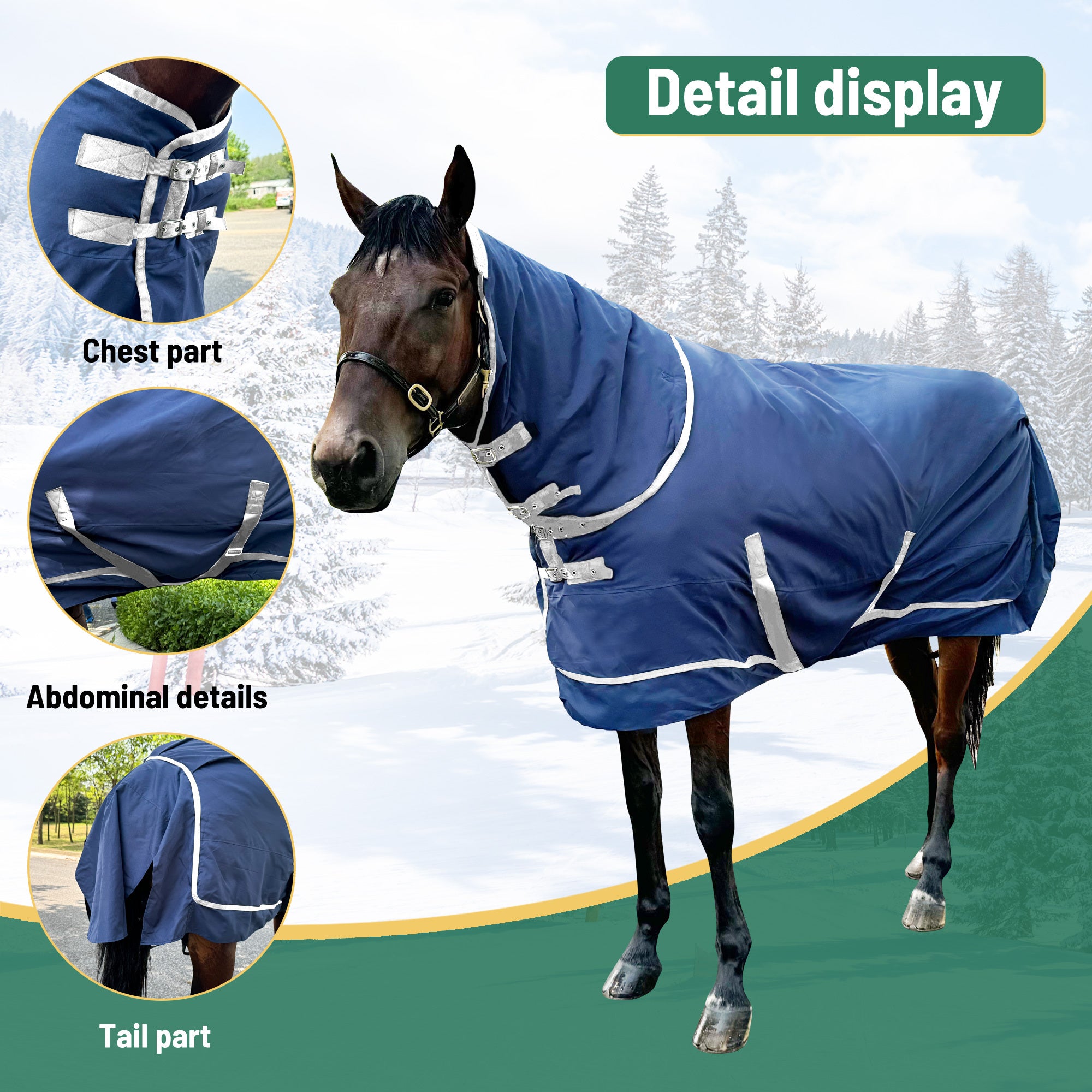 Coperta Invernale Outdoor Cavallo con Protezione Coda - Antivento Regolabile