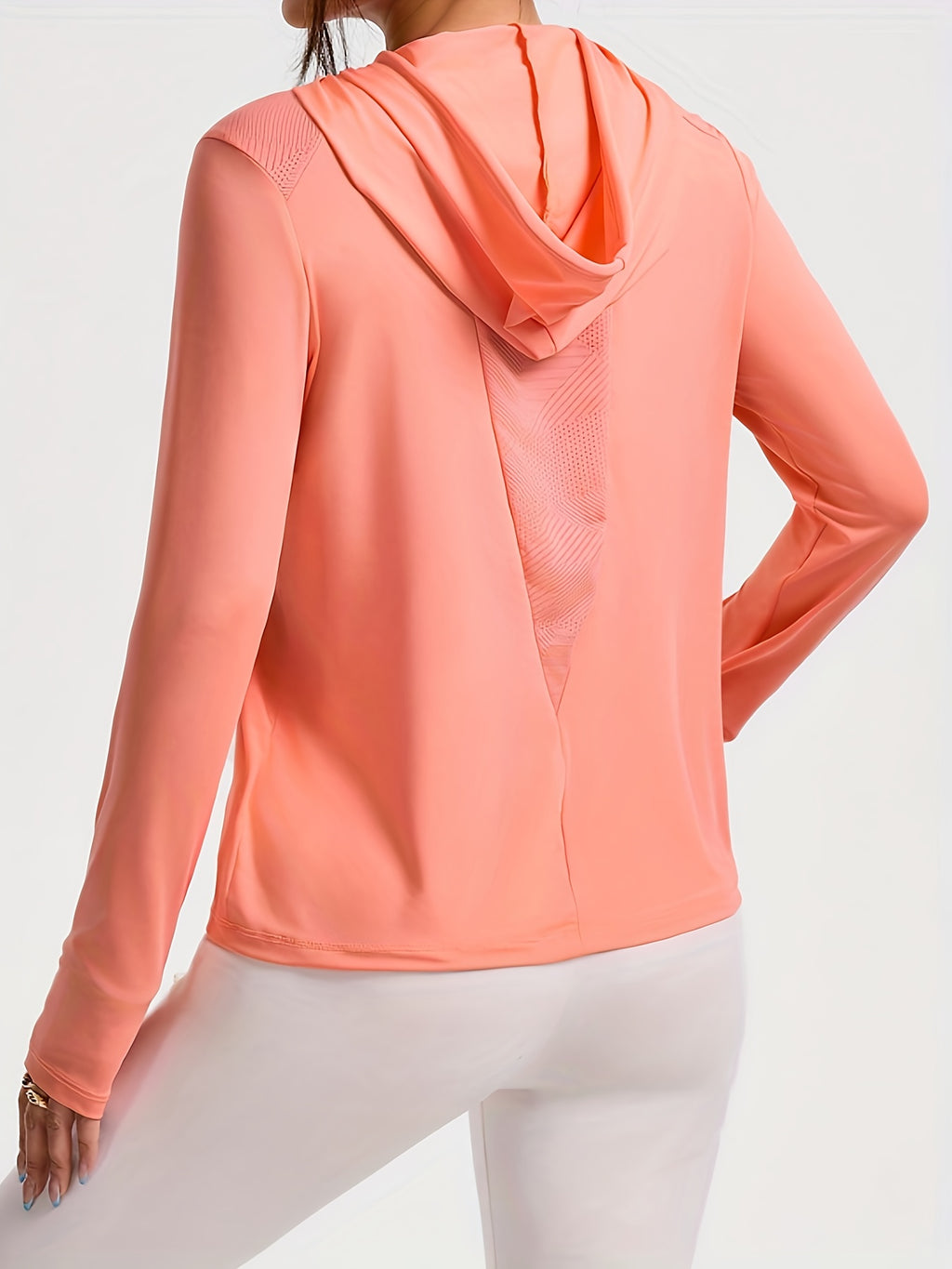 Women'S Light Solid Color Long Sleeve Hooded Sweatshirt - Stretchy Athletic Pullover with Drawstring Hood, All-Season Gym & Casual Wear