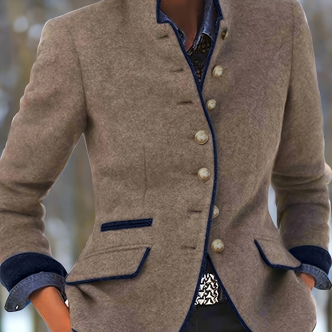 Women'S Vintage Blazer - Elegant Office to Party Jacket, Structured Fit Long Sleeve Coat with Button Front Closure, Chic Fall/Winter Outerwear for Women, Professional Attire Jacket, Classic Design, Durable Fabric, Stylish Jac