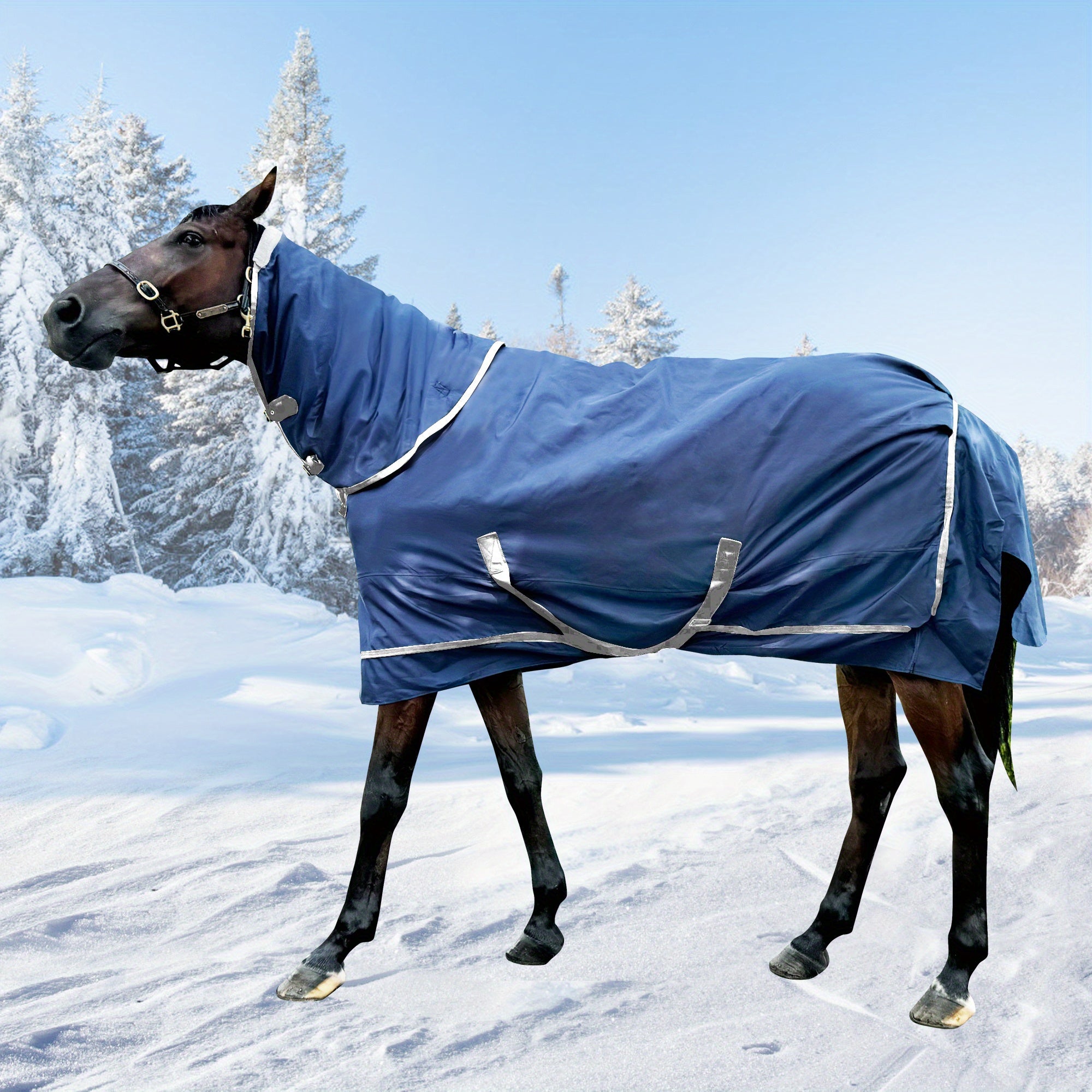 Coperta Invernale Outdoor Cavallo con Protezione Coda - Antivento Regolabile