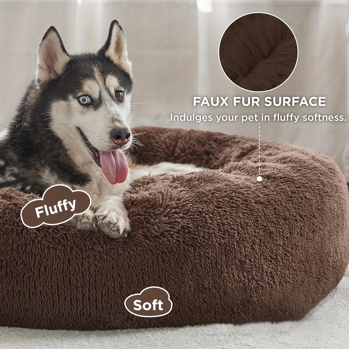1pc Dog Kennel Cat Nest, Plush Round Pet Nest, Winter Warm Dog Bed, Pet Bed, Pet Supplies