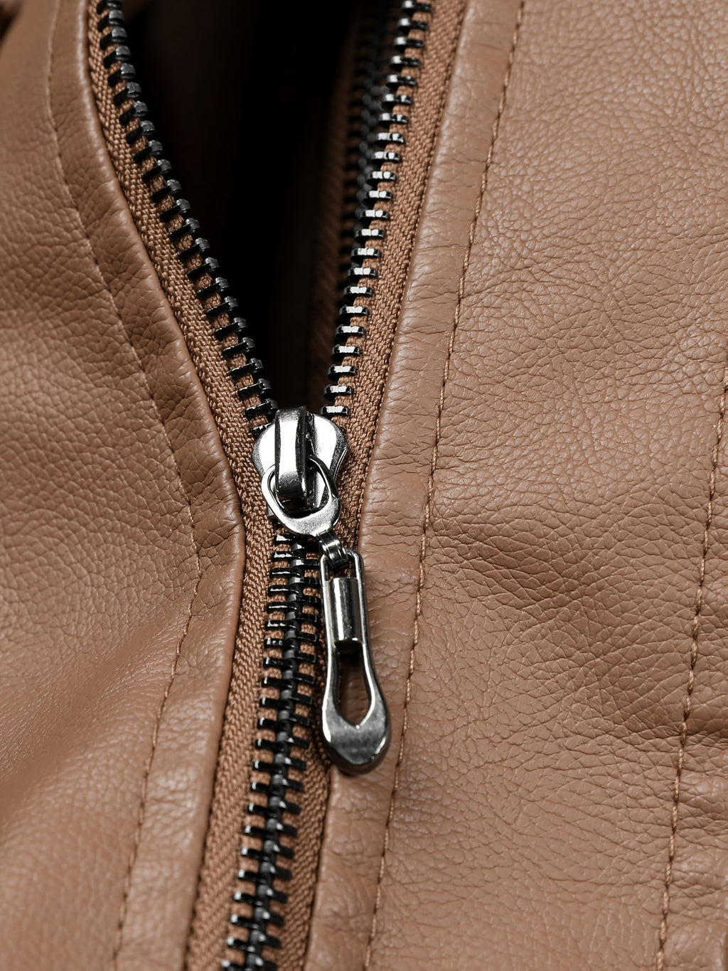 PUPU Women's Retro Leather Jacket - Black Long Sleeve Zipper Front Jacket with Pockets, Machine Washable Casual Outerwear for All Seasons