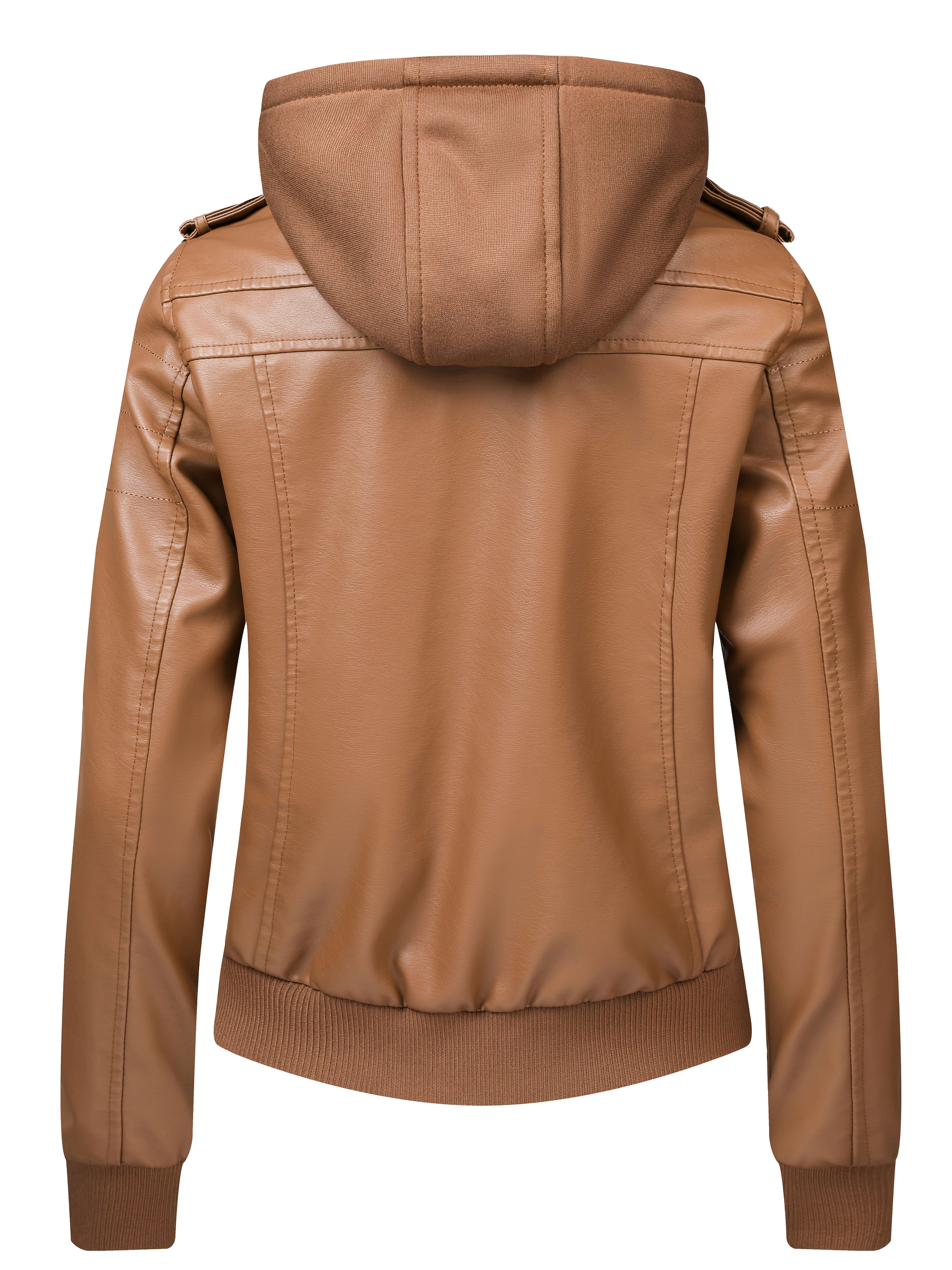 Women's Retro Faux Two-Piece Motorcycle Jacket - Solid Color Machine-Washable Spring/Fall Outerwear with Zippered Pockets & Structured Design, Motorcycle Accessories