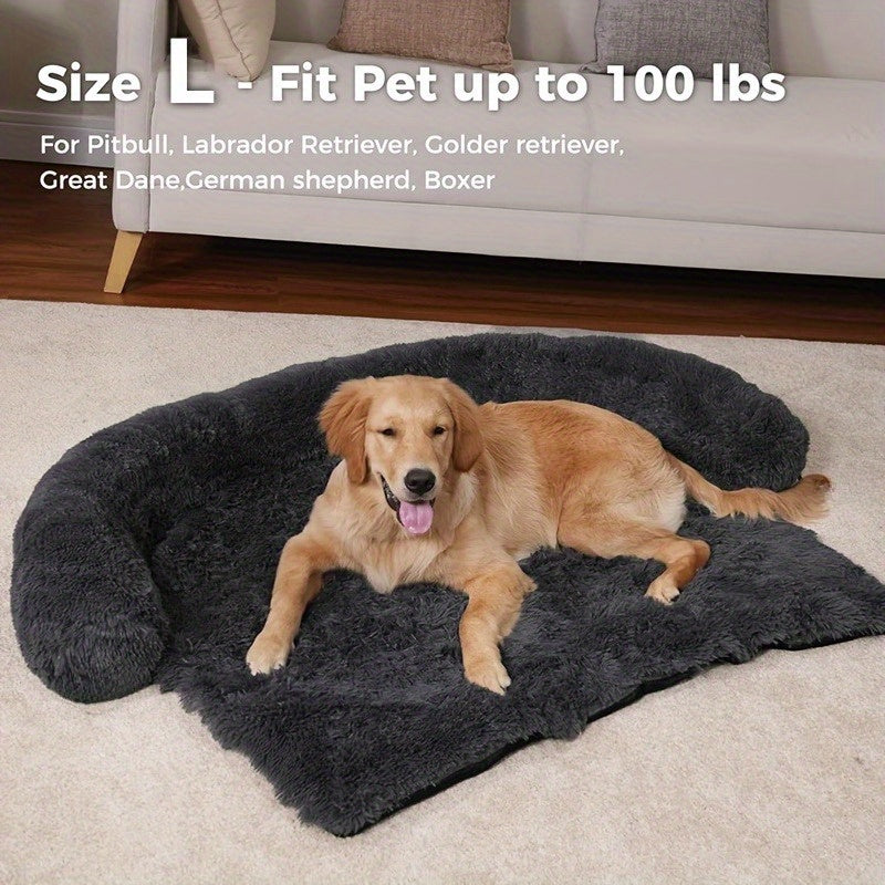 Large Dog Sofa Bed with Plush Faux Fur Cushion - Washable & Non-Slip Pet Furniture for All Sizes (Small to Large Dogs & Cats) - Cozy Car, Bedroom, Sofa & Bed Use, Dog Sofa Bed, Cozy Pet Furniture, Plush Pet Bed, Soft Pet Bed