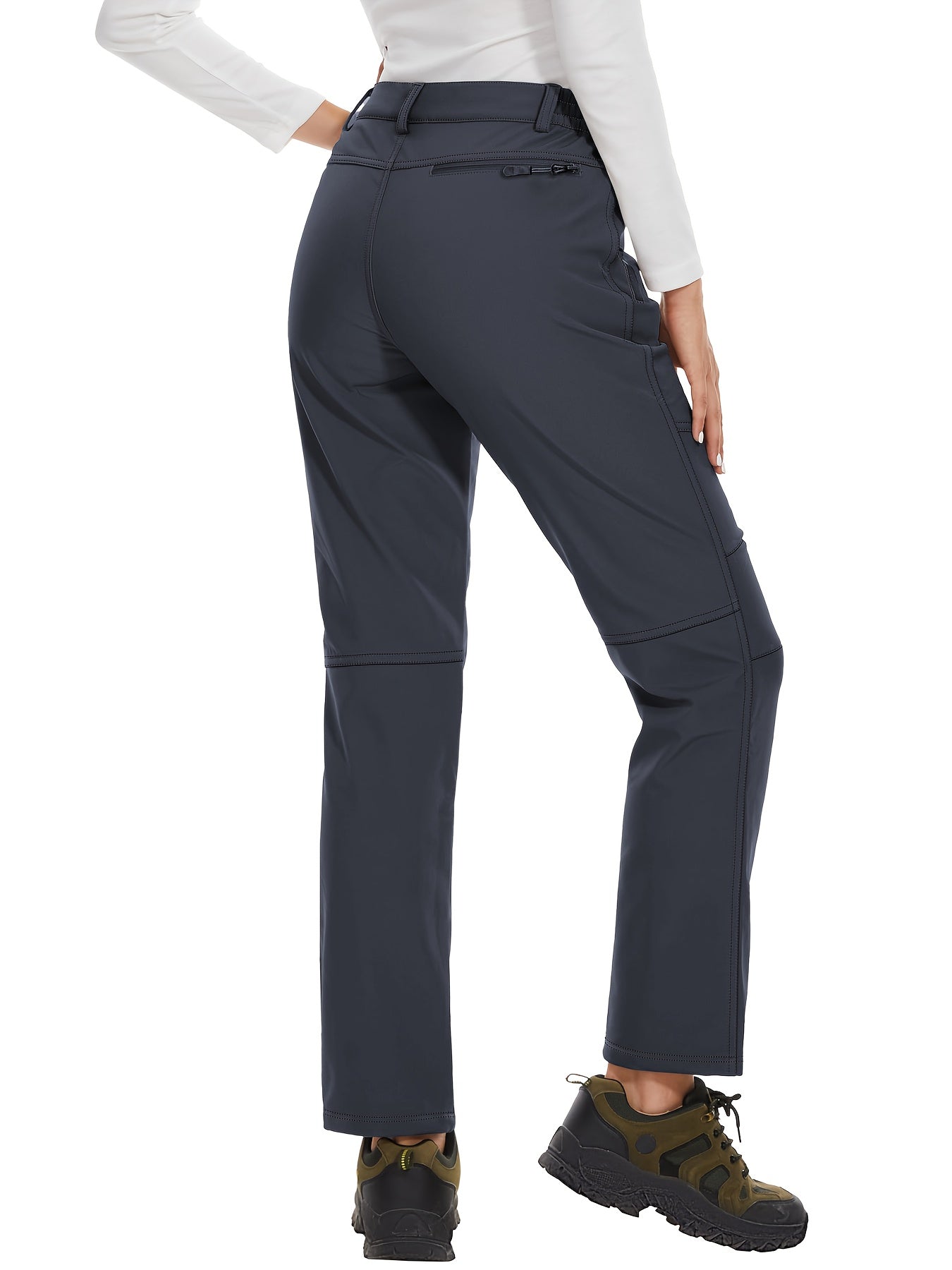 Women'S Thermal Insulated Fleece-Lined Softshell Ski Pants - Winter Warm Hiking Pants with Full-Length Zipper Closure, Snow Skiing Pants for Skiing, Hiking, Outdoor Activities - All-season Casual Outdoor Wear, Hiking Gear, Du