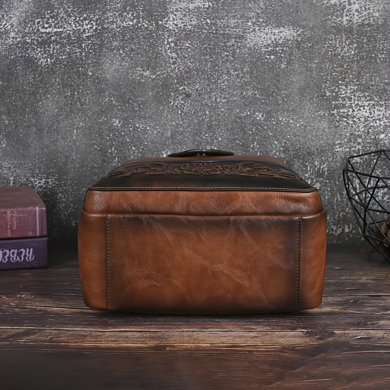 Women's Vintage Western Boho Backpack - Large Capacity Handbag with Floral & Lace-like Paisley Print, Adjustable Shoulder Straps, Golden-Tone Hardware (Coffee/Dark Brown/Tortoiseshell),, Travel