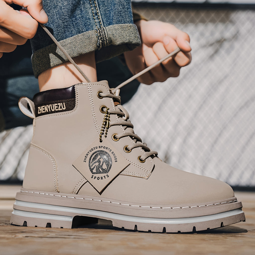 Stivali Uomo Alti Stile British College - Tan/Marrone con Allacciatura