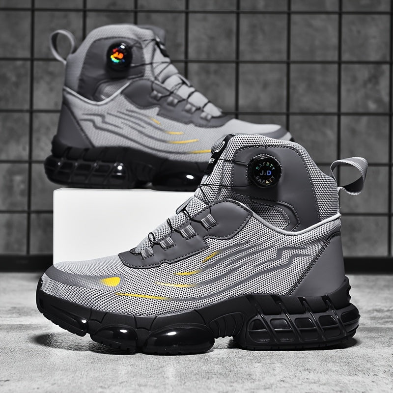 Men's Steel Toe Work Shoes - Breathable Low-Top Casual Shoes with TPU Sole, Durable Fabric Upper & Cushioned Insole for All-Day Comfort - Industrial, Outdoor, Daily Wear (Black)