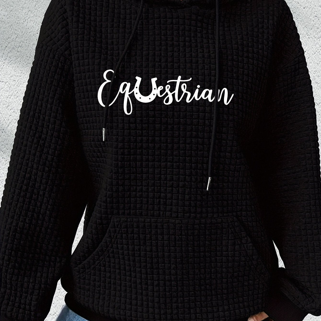 Women's Hoodie - Black with White Cursive Lettering - Hooded Sweatshirt for Horseback Riding, Fall/Winter Casual Pullover - Machine Washable Apparel for Riding Lessons, Shows & Casual Attire, Horse Accessories, Fall Winter We