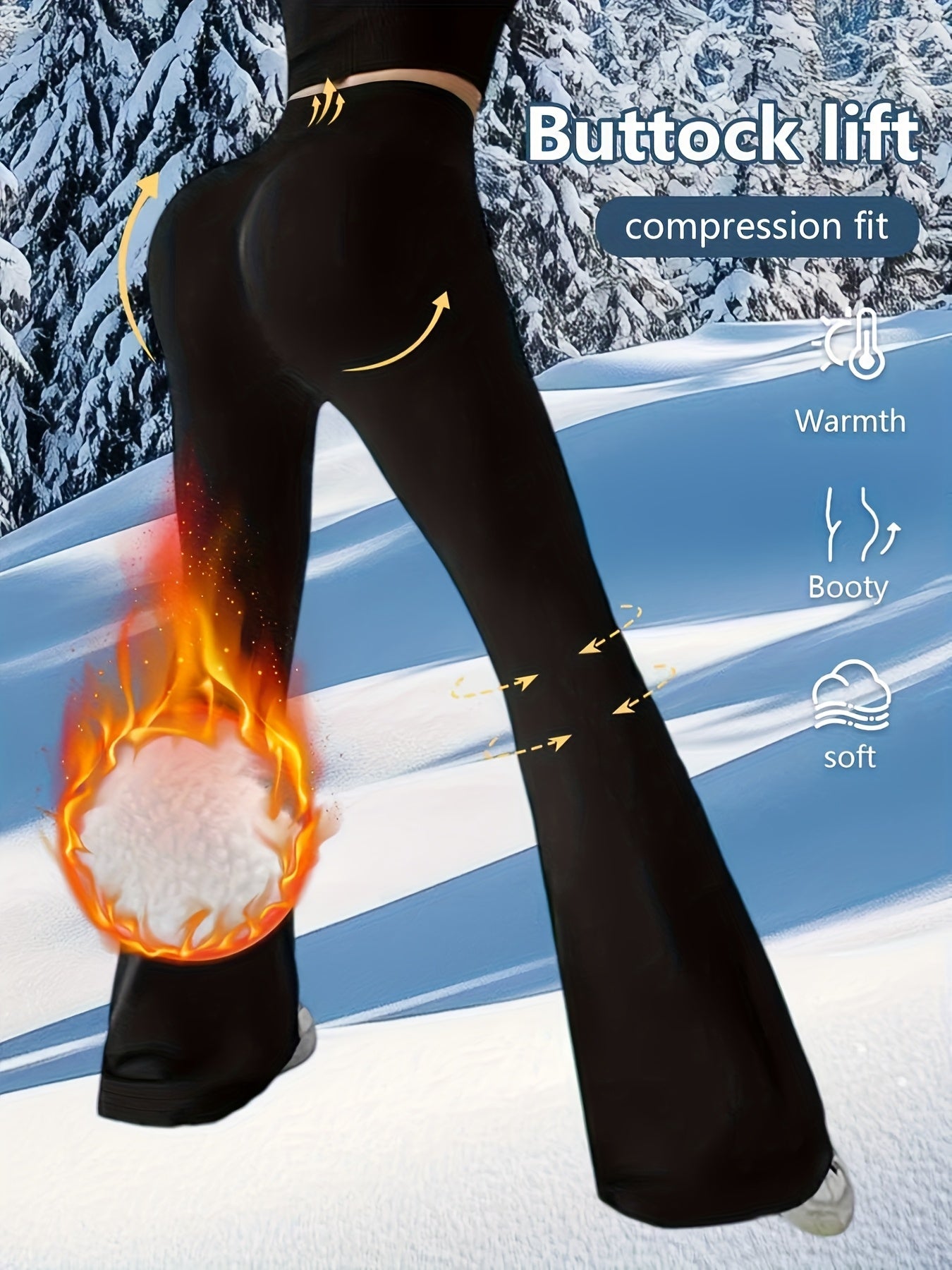 Women's Thermal Leg Warmth Winter & Fall High-Waisted Wide-Leg Pants - Thermal Insulating Tights with Belt Loop, Thickened Leg Warmth for Cold Weather, Solid Black Jumbo Length Pants for Layering & Floor, Hand Washable (No Dr