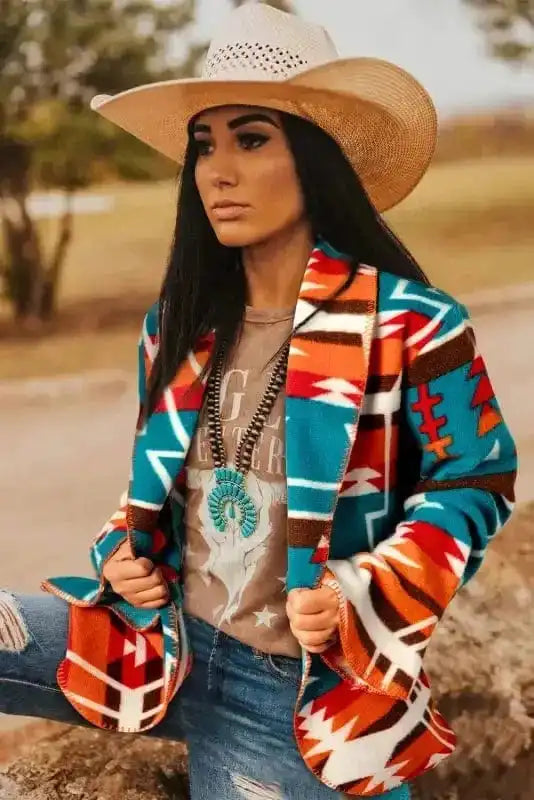 Boho Chic Aztec Blazer