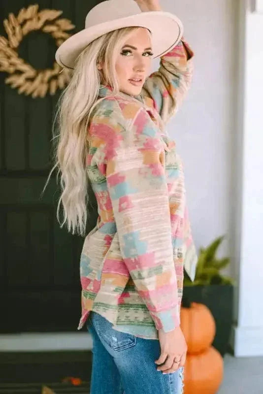Aztec Print Western Style Shacket