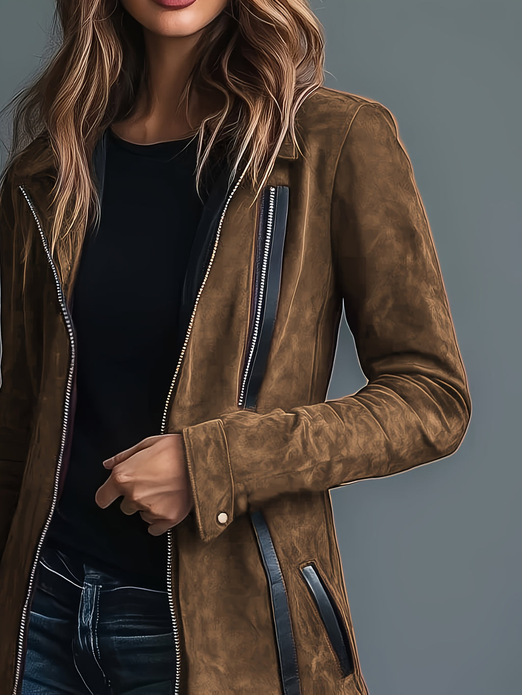 Women's Burgundy Collar Jacket - Retro Notch Coat with Black Piping Trim, Structured Fall Outerwear, Machine Washable Casual to Dressy Blazer for, Parties & Casual Attire (No)