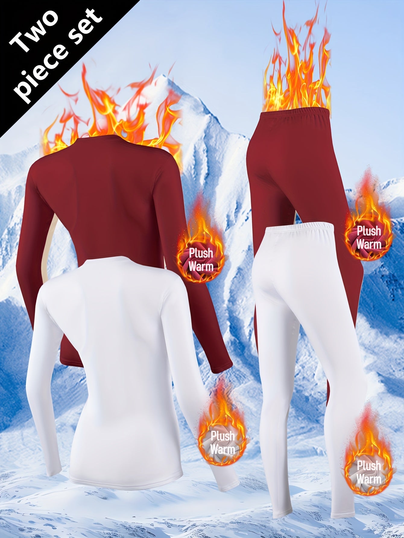 4pcs Autumn Set for Women: Warm Underwear, Fleece-Lined Thermal Base Layer Top and Pants for Winter